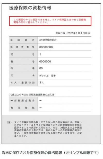 マイナポータル保険情報画面