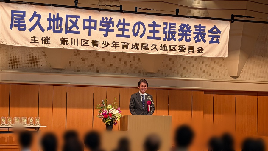 区長あいさつの様子